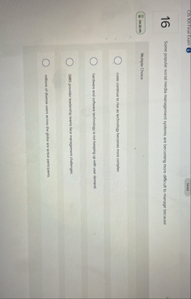 CIS TOITHinal Exam ( 3 ) 1 6 Some popular social
