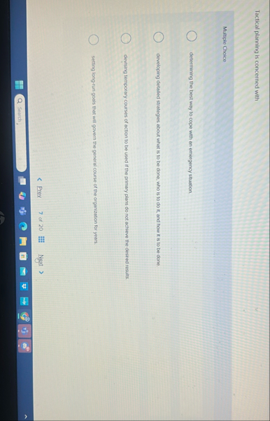 Tactical planning is concerned with Multiple