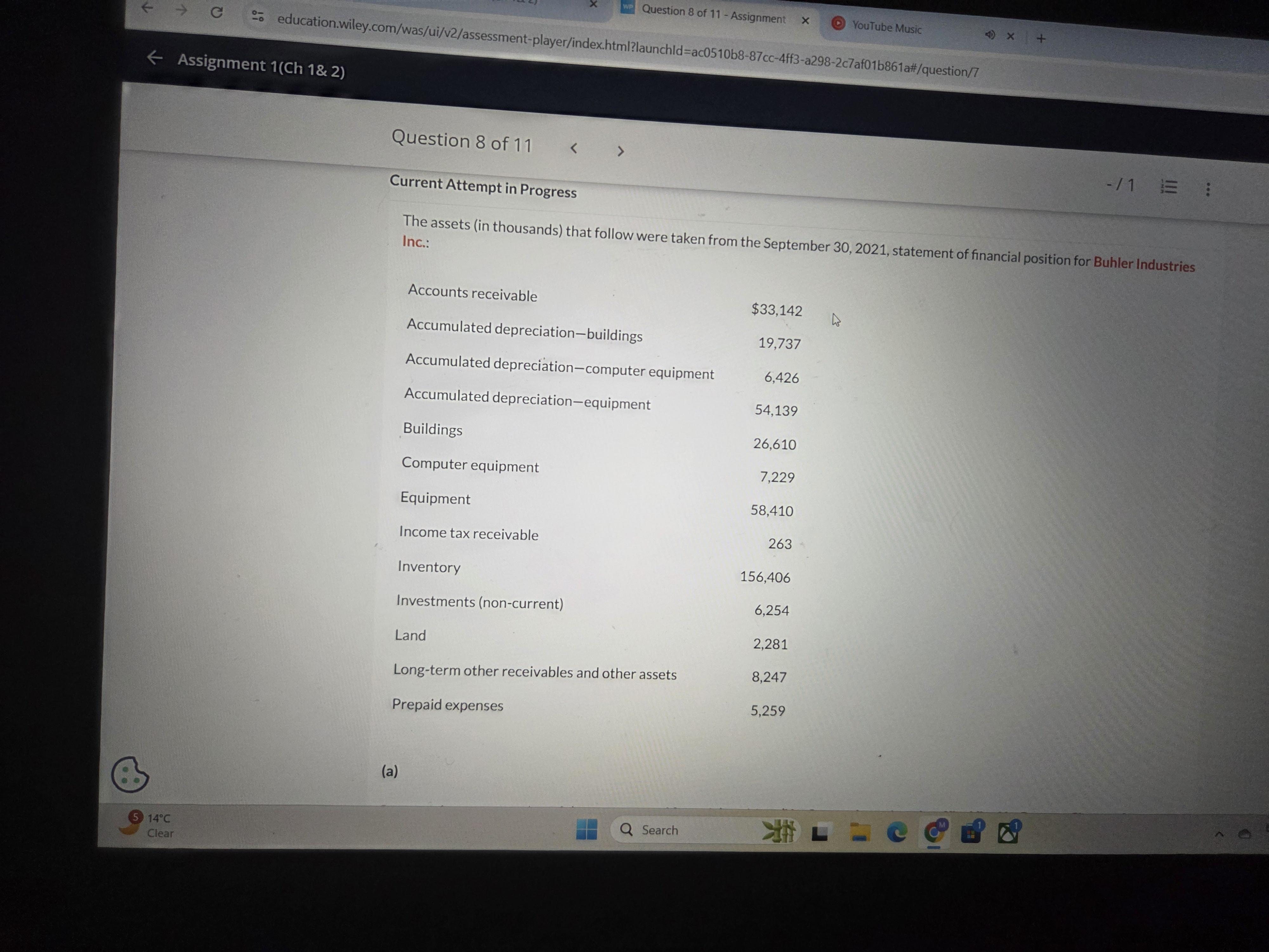 K C WP Question 8 of 11 - Assignment YouTube Music +