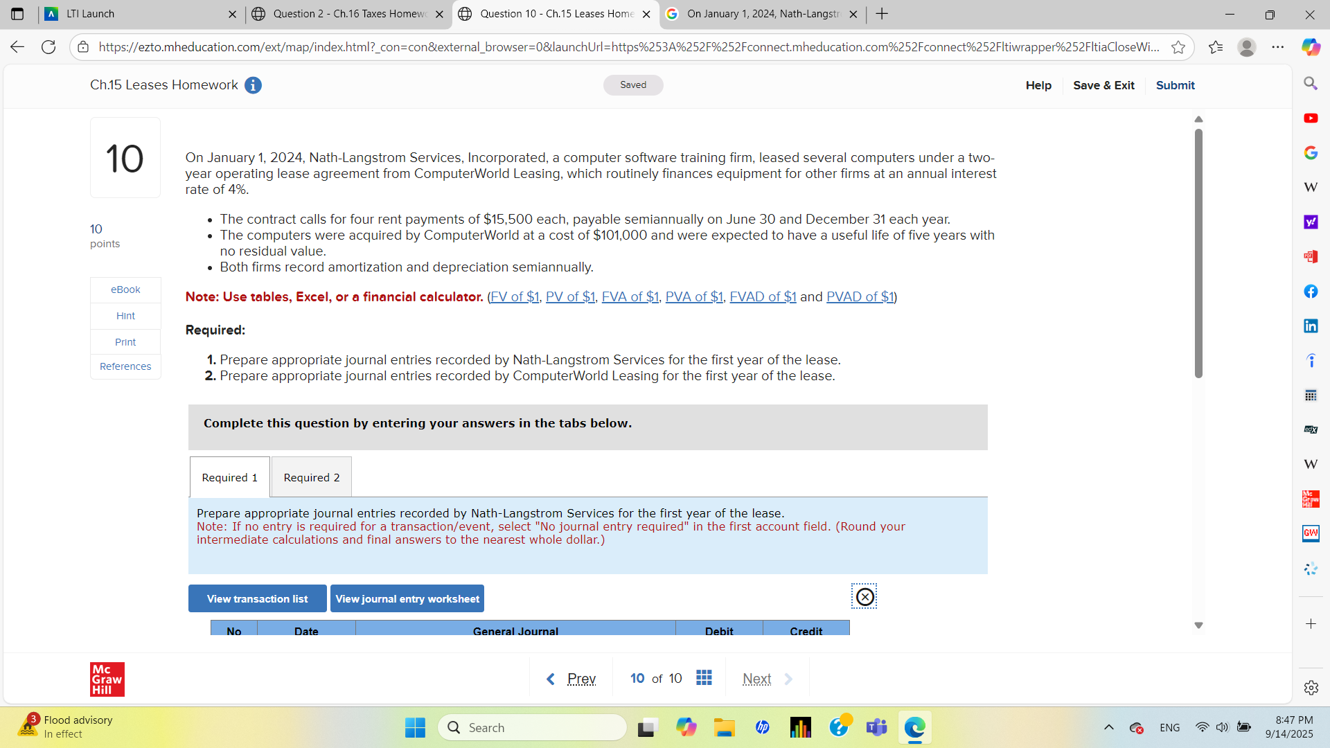 A LTI Launch x Question 2 - Ch. 16 Taxes Homewc X