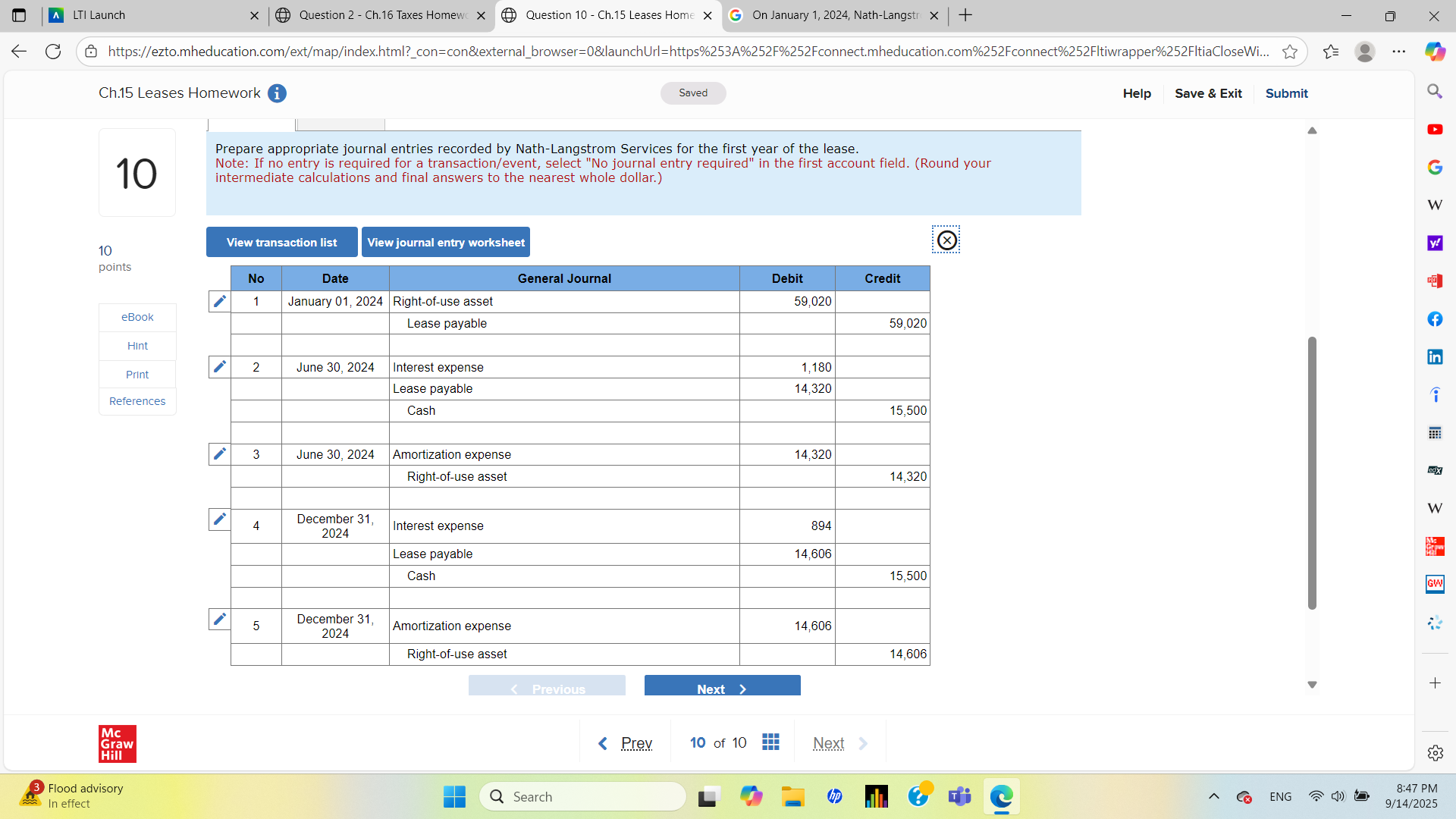 A LTI Launch x Question 2 - Ch. 16 Taxes Homewc X