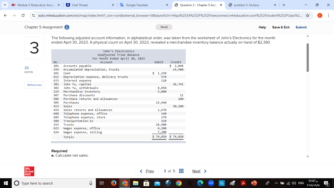 help me to do income statement sheet Ill Module 3