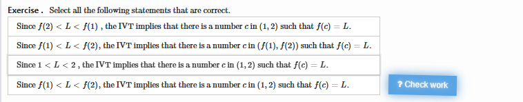 What are the answer Exercise . Select all the