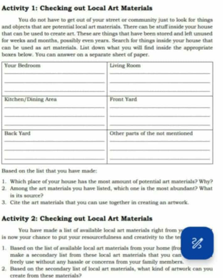 Please answer this one Activity 1: Checking out