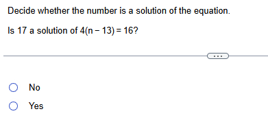 ANSWER Decide whether the number is a solution of