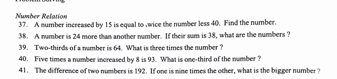 Please answer this Number Relation 37. A number