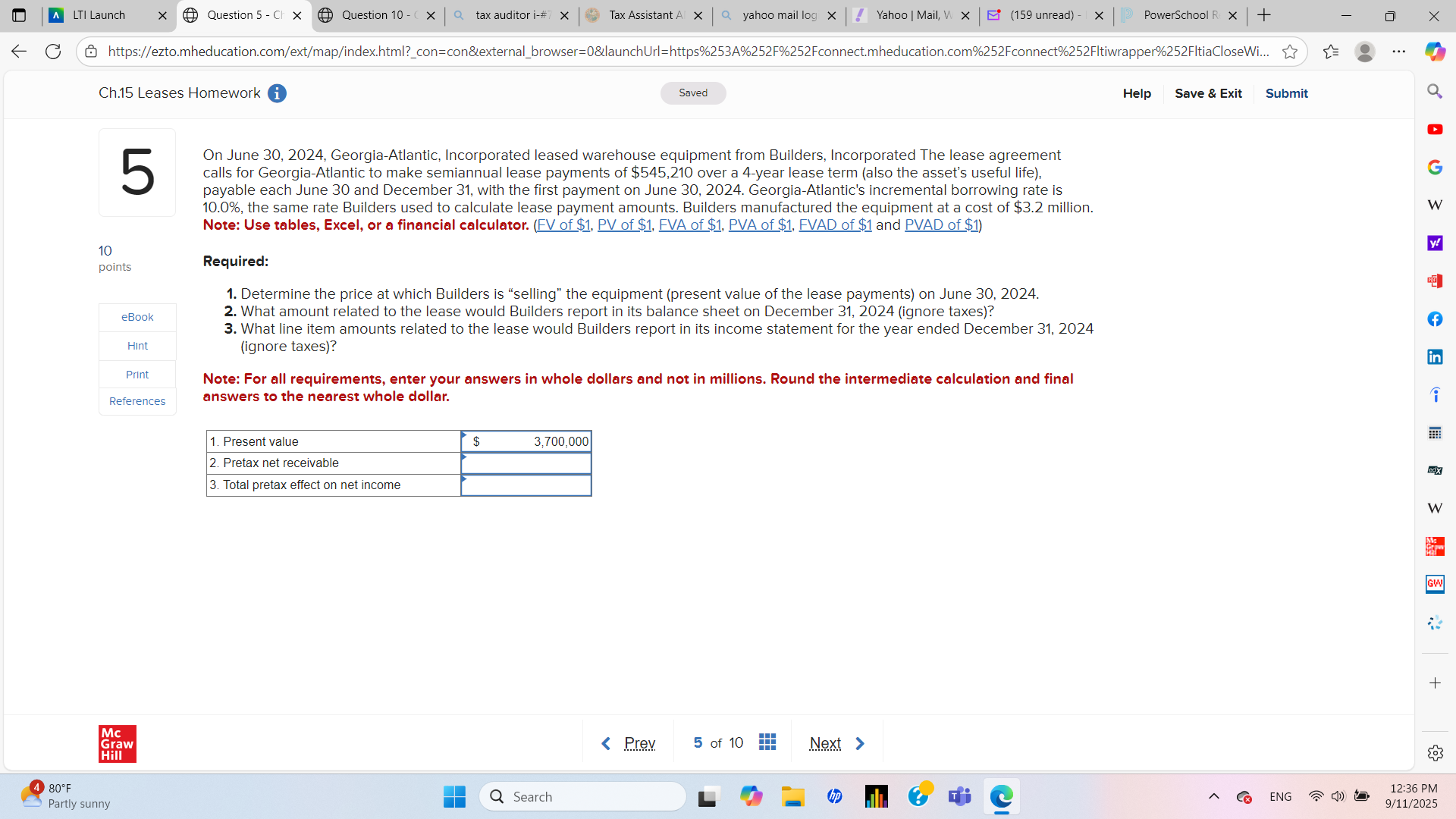 A LTI Launch X Question 5 - CI X Question 10 - (