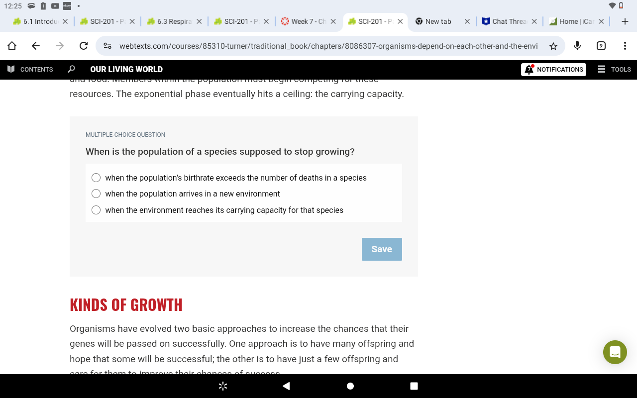 A 12:25 0 . 70 6.1 Introdu X | SCI-201 -P: x |