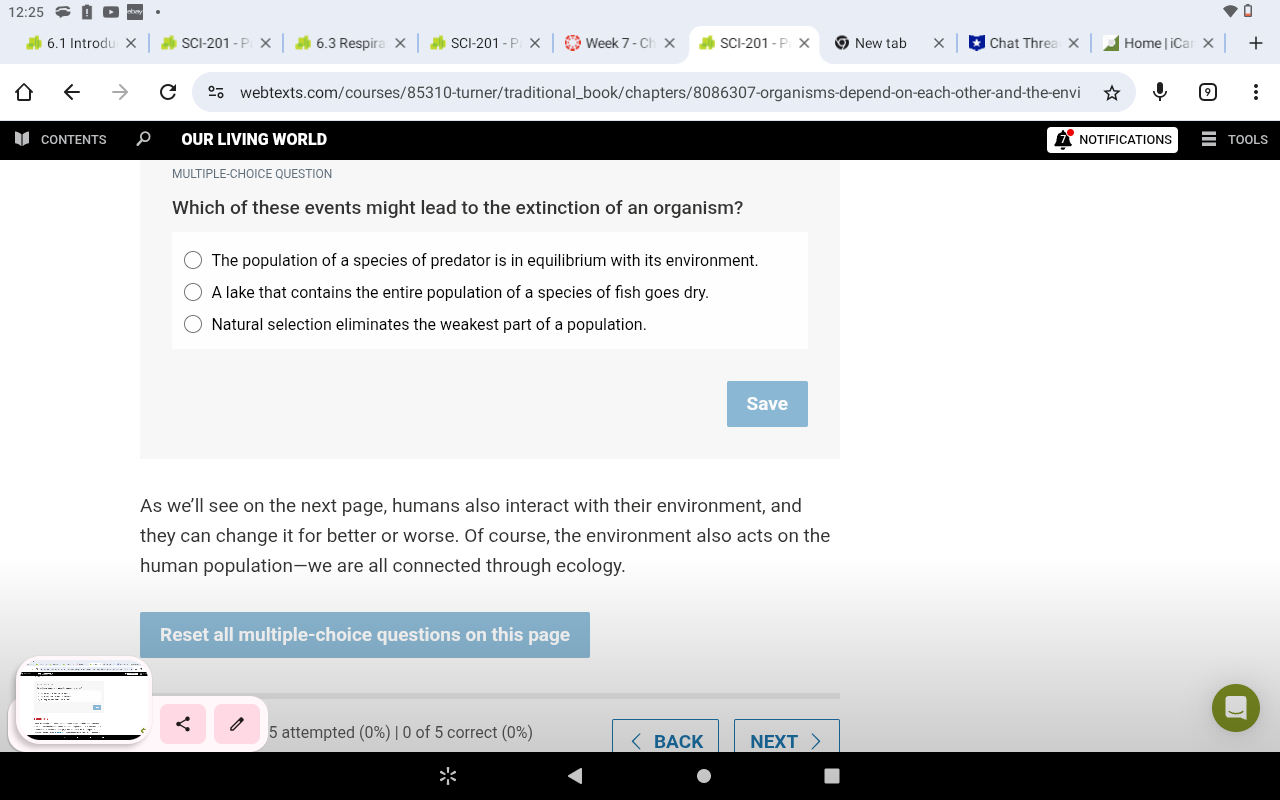 A 12:25 0 . 70 6.1 Introdu X | SCI-201 -P X | 6.3
