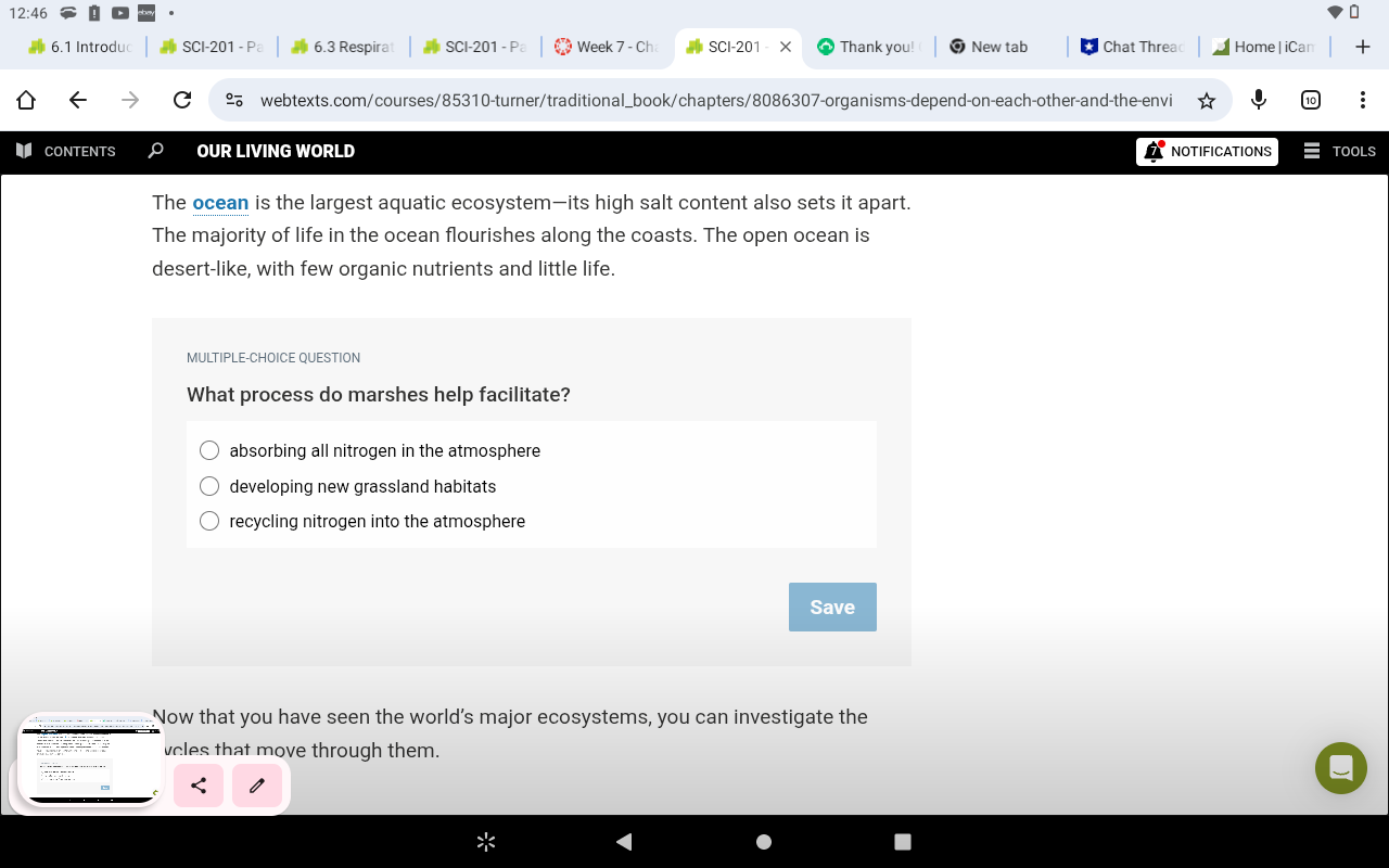 A 12:46 D . $ 6.1 Introduc | SCI-201 - Pa | 6.3