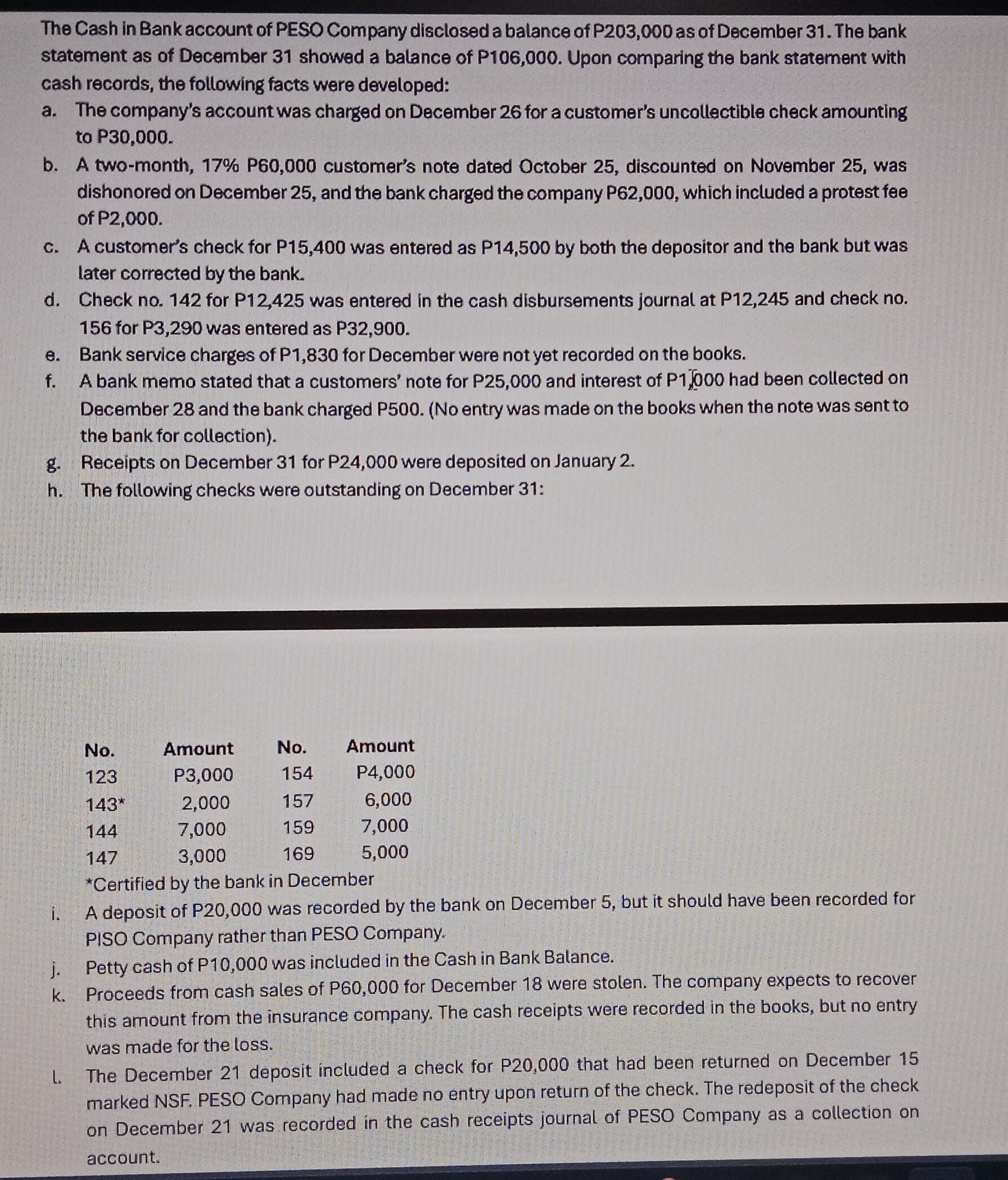 Book to bank method and adjusted balance method a