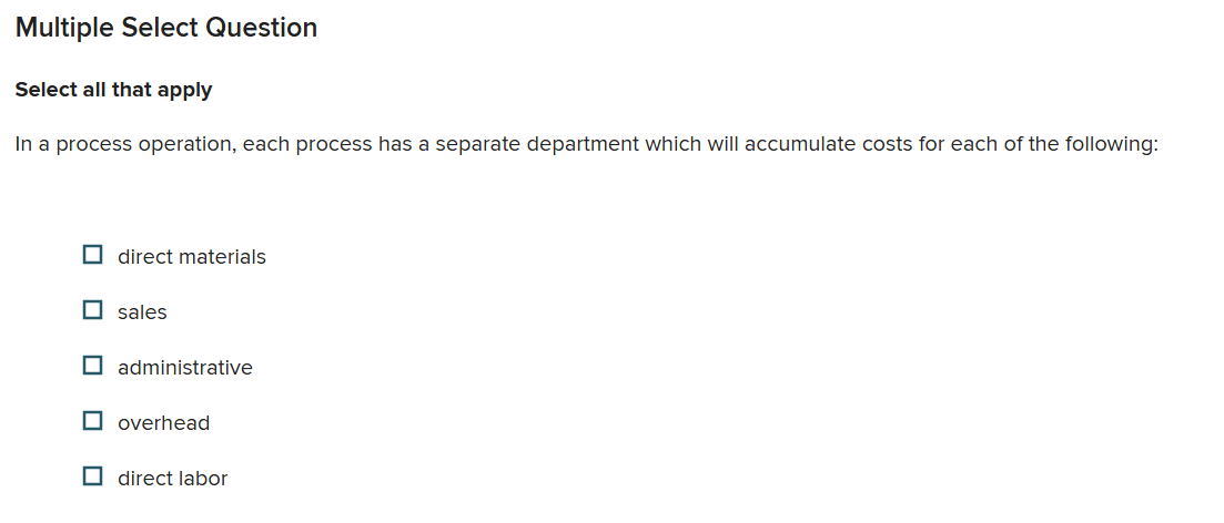 In a process operation, each process has a