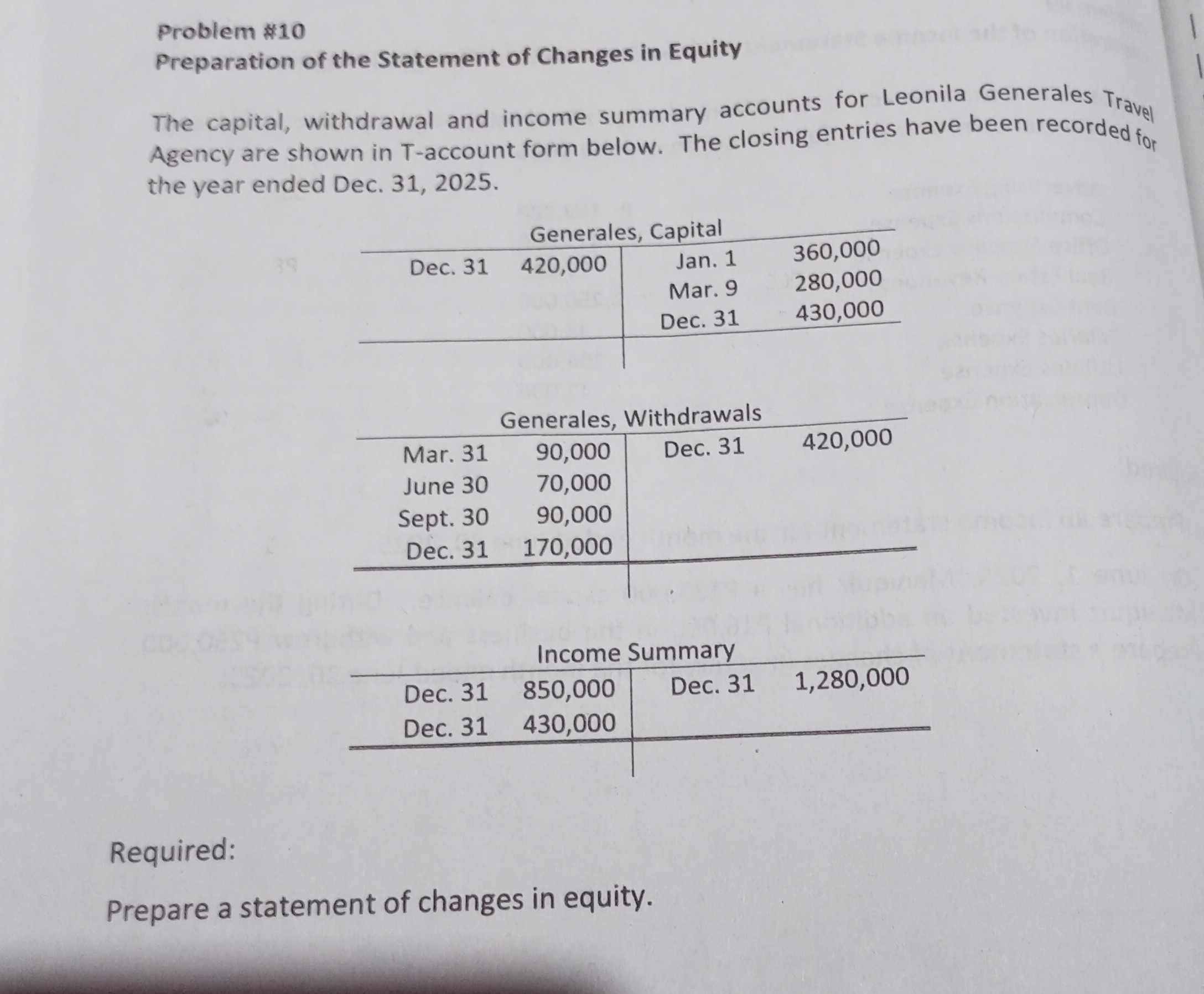 Traditional format 10-columnar method calculation