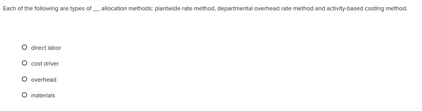 Each of the following are types of __ allocation