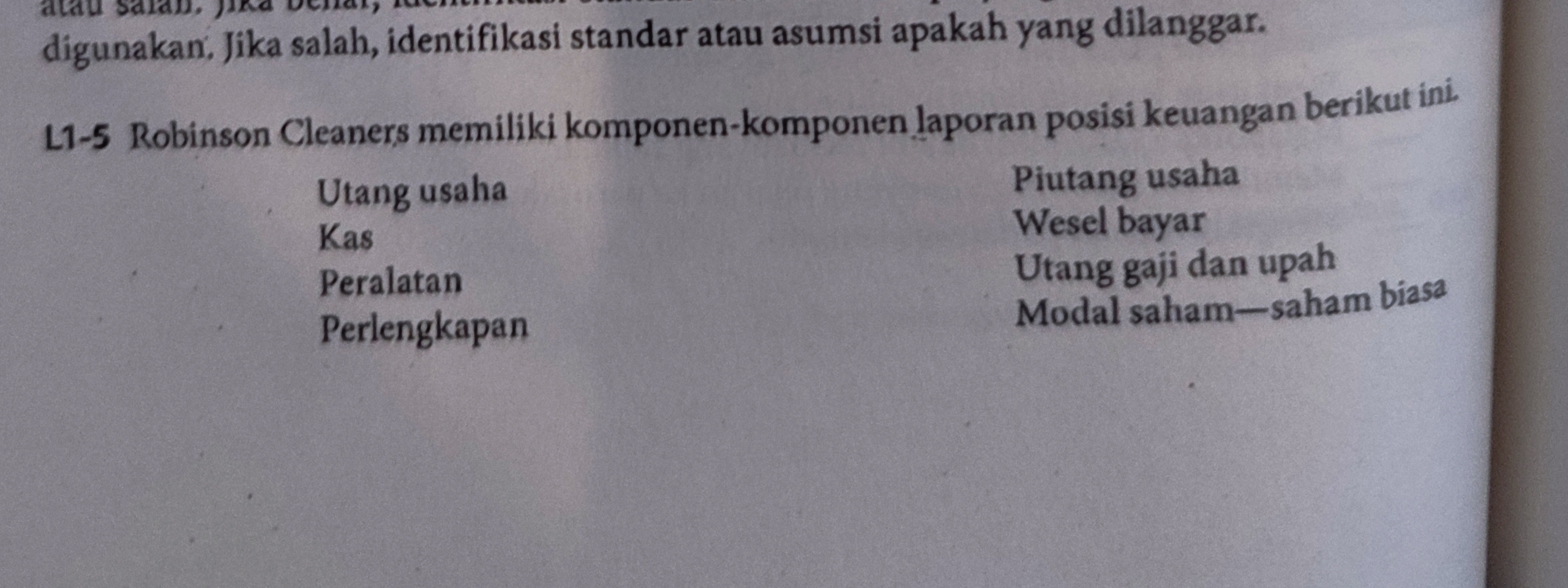 Tolong kerjakan Klasifikasikan setiap komponen