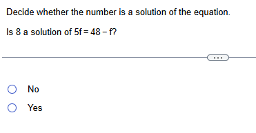 ANSWER Decide whether the number is a solution of