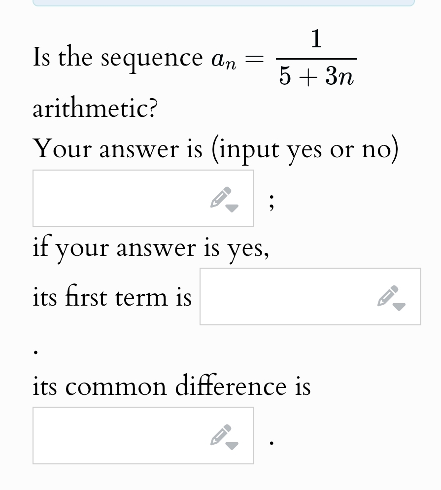 No, n/a, n/a is wrong answer Is the sequence an =