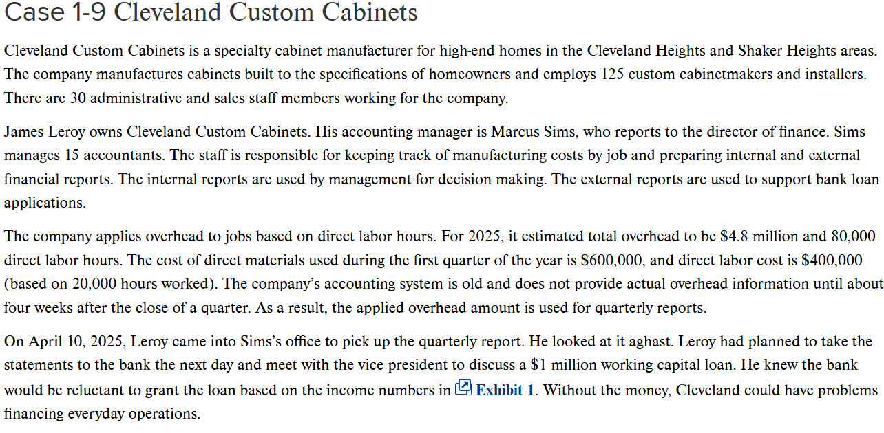 Case 1-9 Cleveland Custom Cabinets Please include