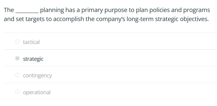 Answer this: The planning has a primary purpose