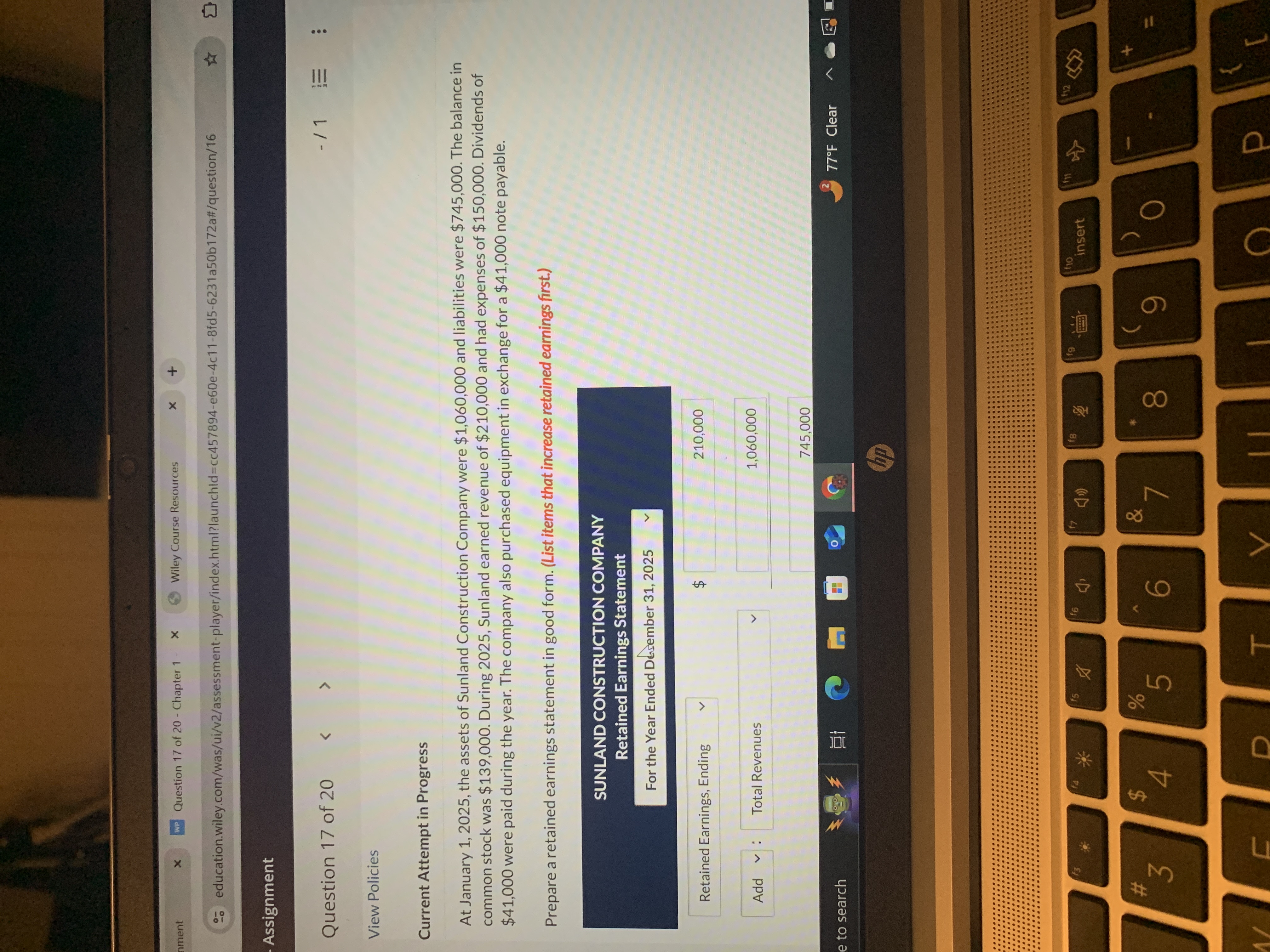 List items that increase retained earnings first