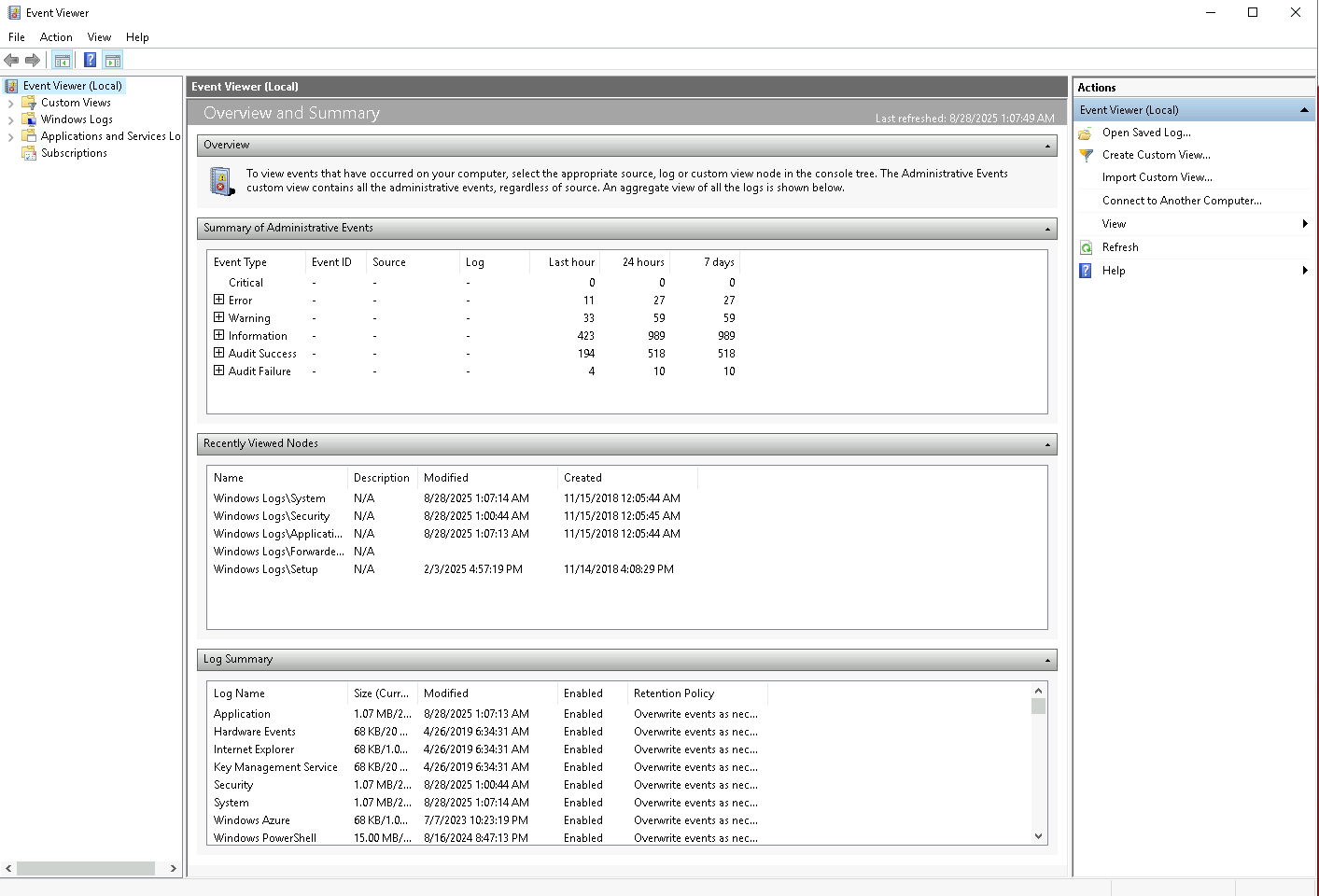How do I log this? 0 X Event Viewer File Action
