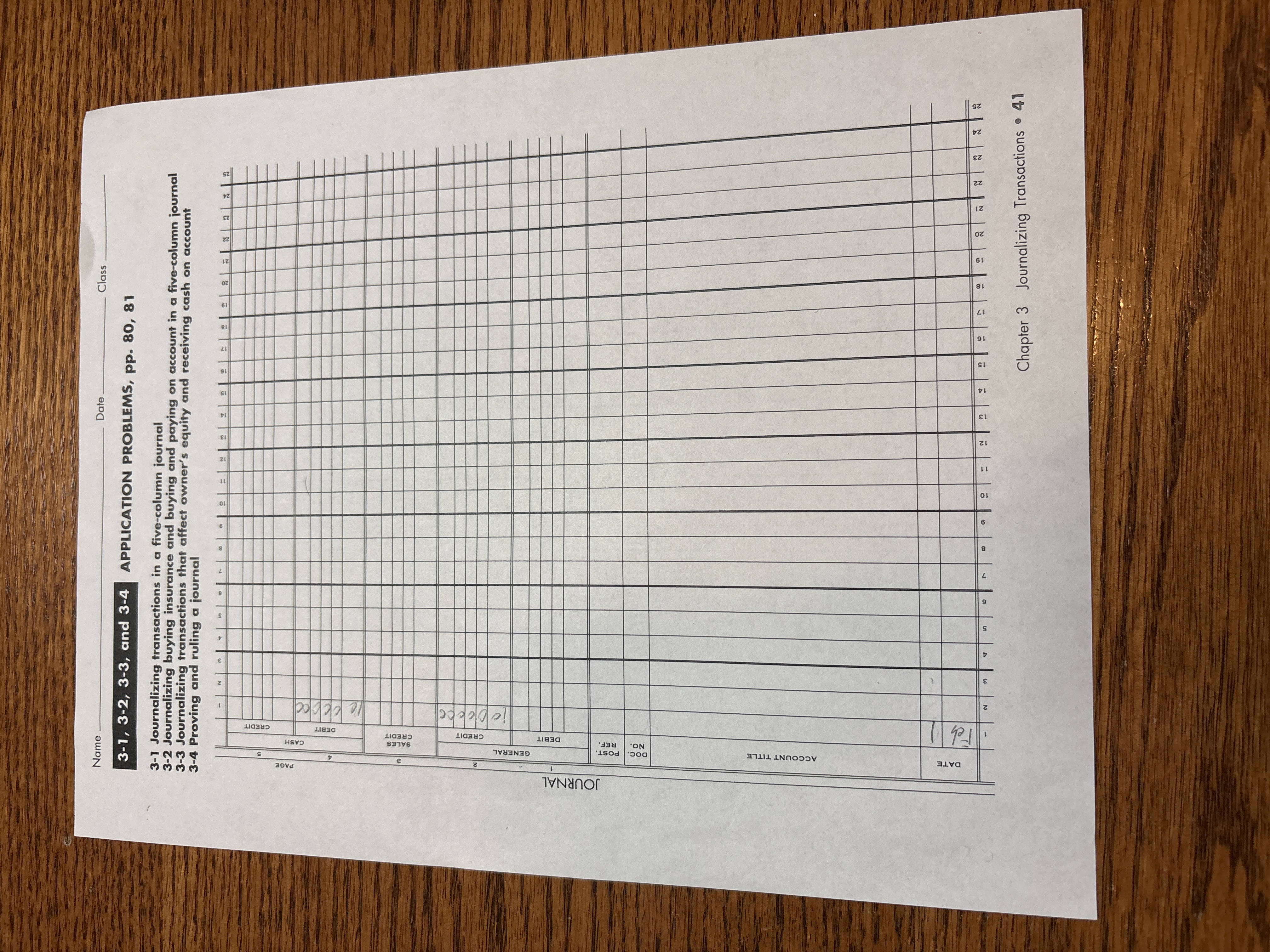How do I do this? JOURNAL PAGE Name DATE ACCOUNT