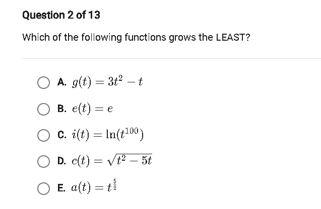 ANSWER Question 2 of 13 Which of the following