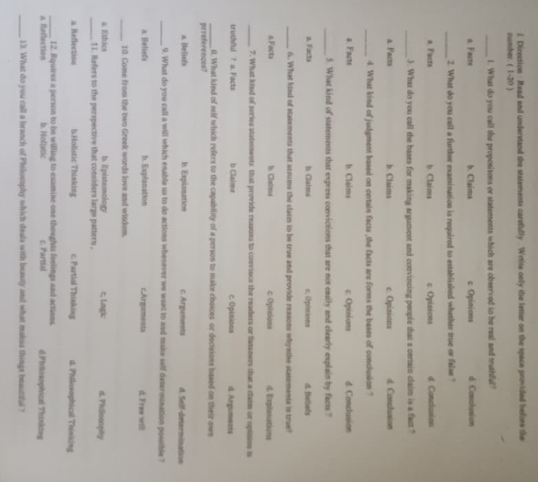 Give me answer 1 Direction Read and u number,