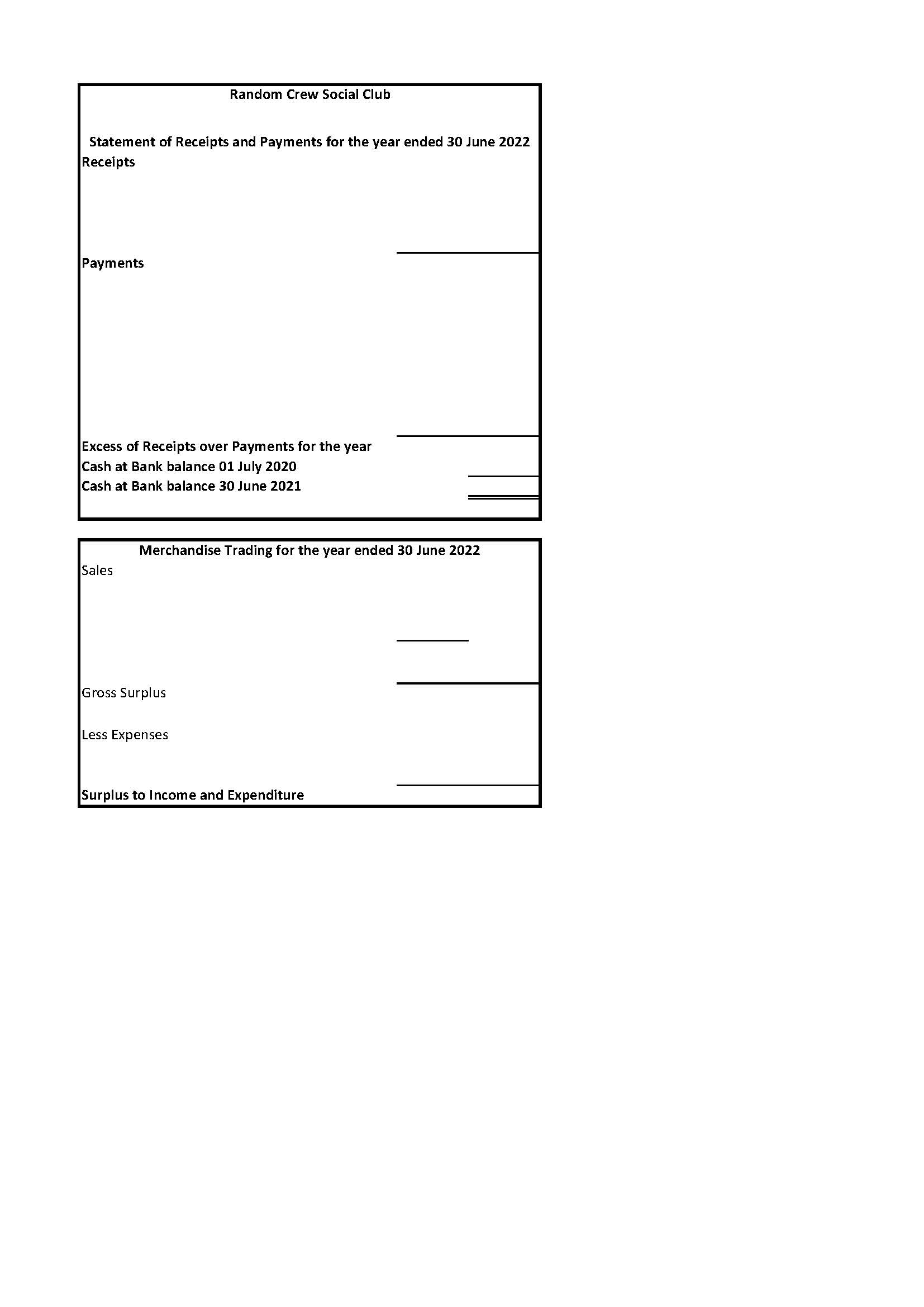 Random Crew Social Club Receipts Subscriptions