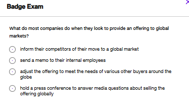 answer this Badge Exam What do most companies do