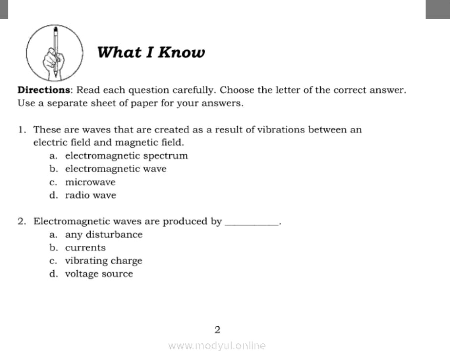 give me answer ul (4) What I Know Directions:
