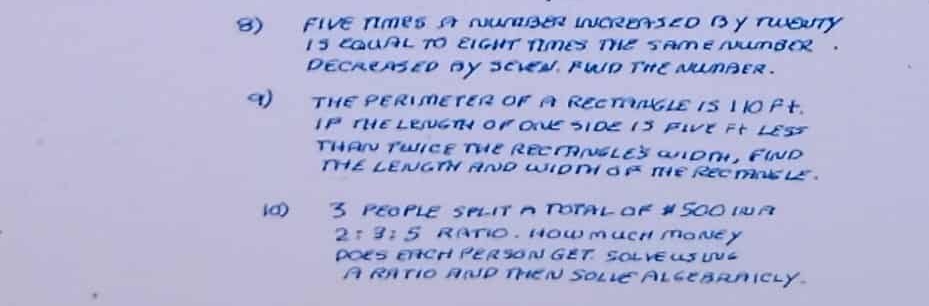 answer this 8) FIVE TIMES AT NUMBER INCREASED BY