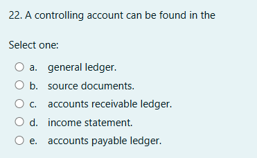 ANSWER 22. A controlling account can be found in