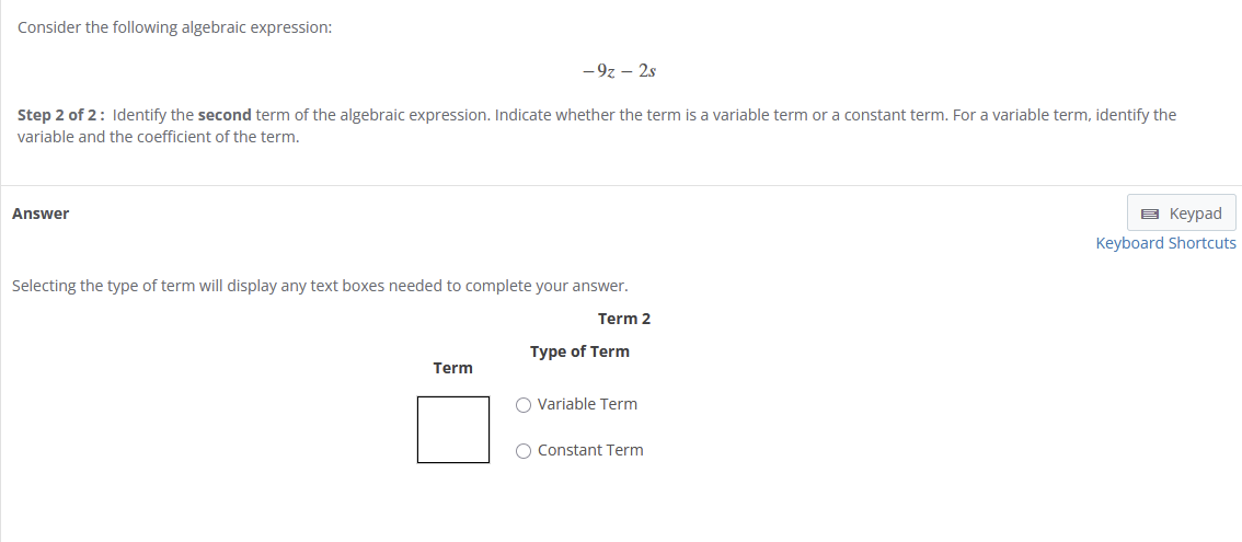sole this Consider the following algebraic