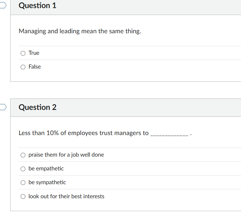 ANSWER Question 1 Managing and leading mean the