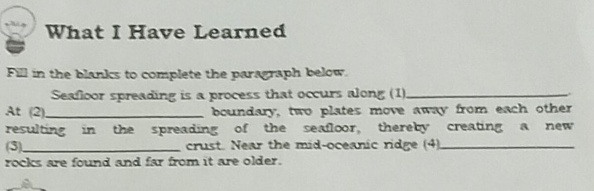 give me answer What I Have Learned Fil in the