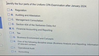 Jdentify the four parts of the Uniform CPA