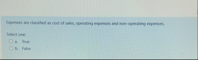 Expenses are classified as cost of sales,