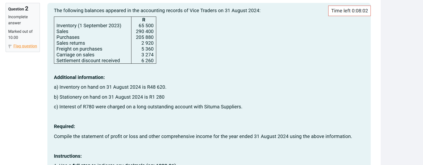 The following balances appeared in the accounting