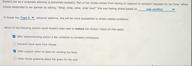 Aysua's job as a corporabe attomery is extremely