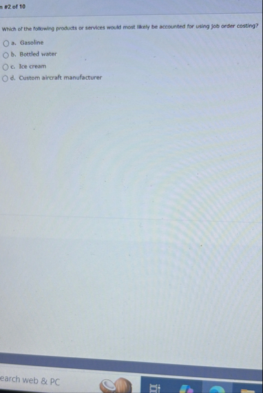 n 2 of 1 0 Which of the following products or