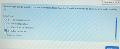 Time left 0 , 2 5 2 6 Ratio analysis can be used