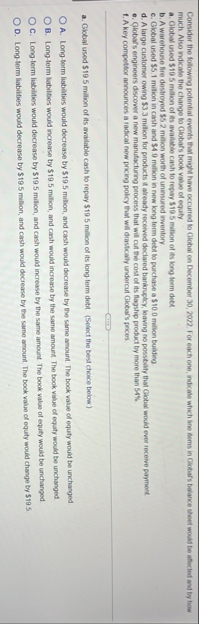 Consider the following polential events that