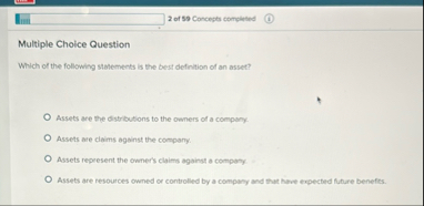2 of 5 9 Concepts completed ( i ) Multiple Choice
