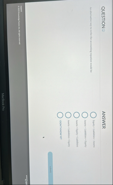 QUESTION ( 1 ) An alternative way to write the