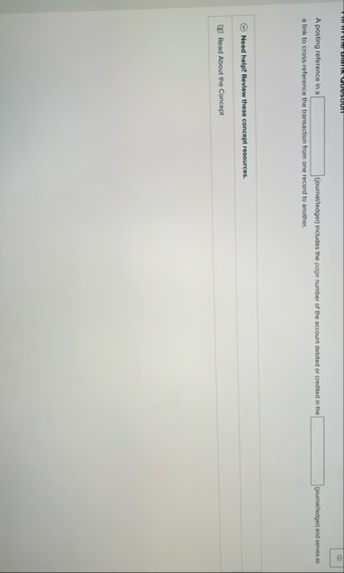 A posting reference in ( journal / ledger )