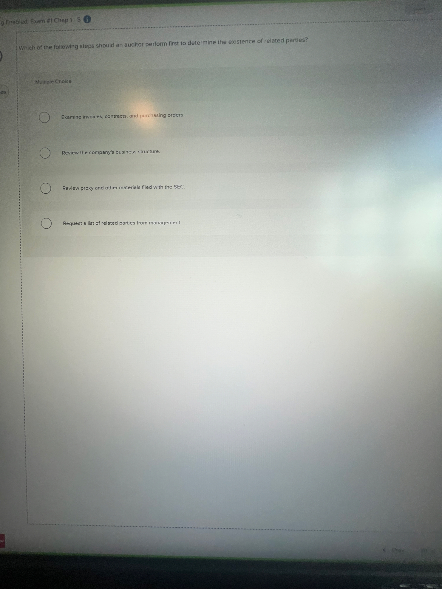 9 Enabled: Exam # 1 Chap 1 . 5 Which of the