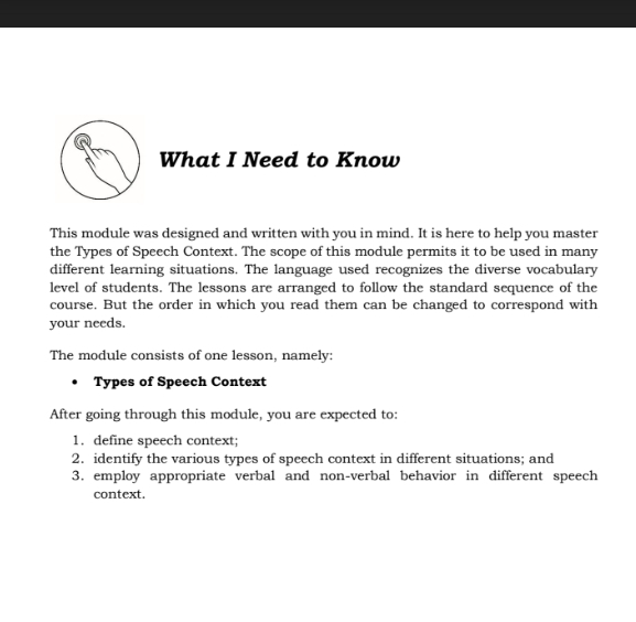 ANSWER (O) What I Need to Know This module was