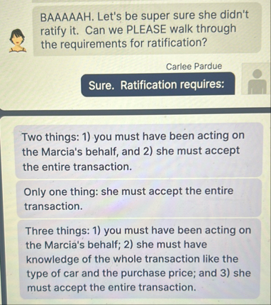 BAAAAAH. Let's be super sure she didn't ratify it