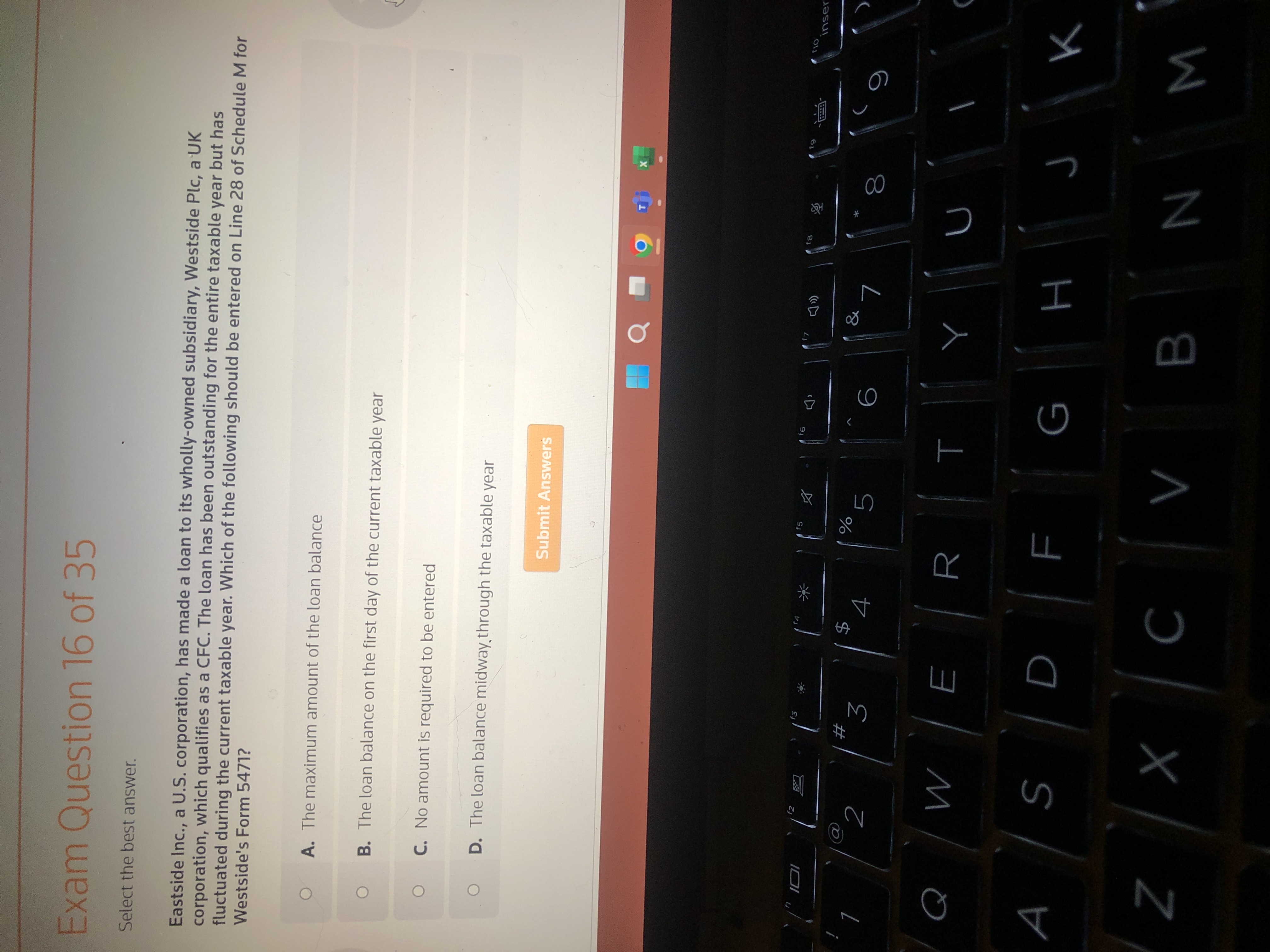 Select the best answer. Eastside Inc., a U . S .